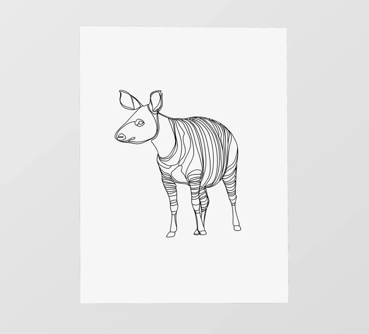 Tapiro in piedi Line Art minimalista telo in pvc da Viv Line Art
