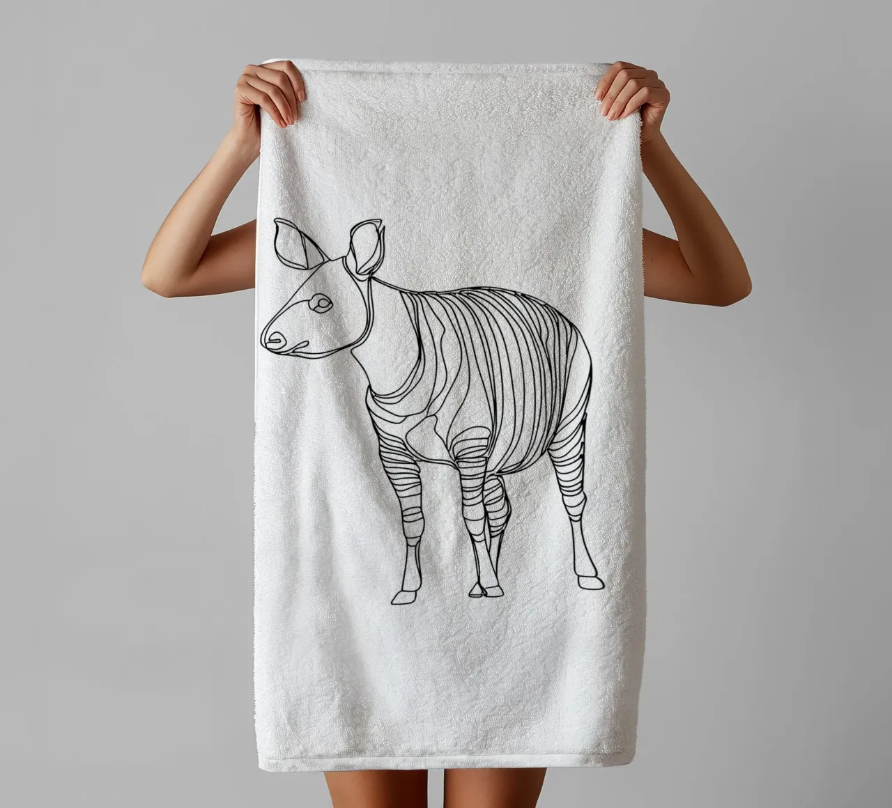 Tapir debout Dessin au trait minimaliste serviette de bain de Viv Line Art