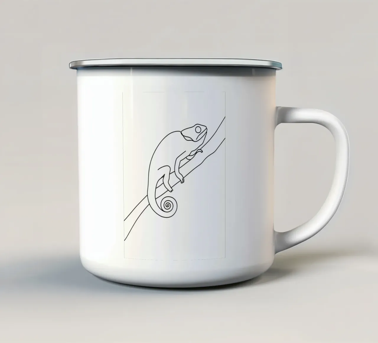 Line art camaleonte minimalista tazza in smalto da Viv Line Art