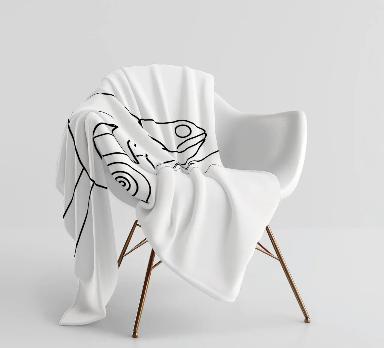 Chameleon Minimalist Line Art fleece blanket by Viv Line Art