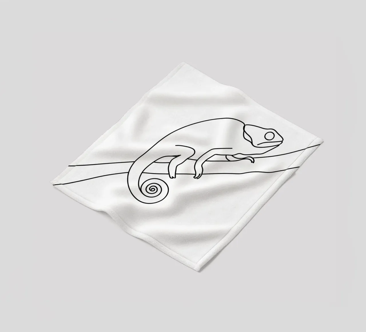 Chameleon Minimalist Line Art fleece blanket by Viv Line Art