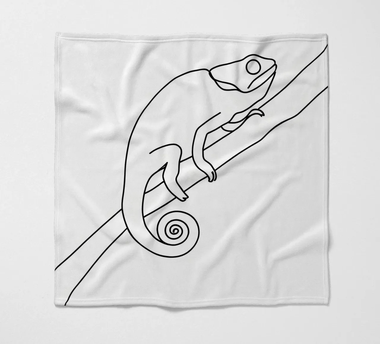 Chameleon Minimalist Line Art fleece blanket by Viv Line Art
