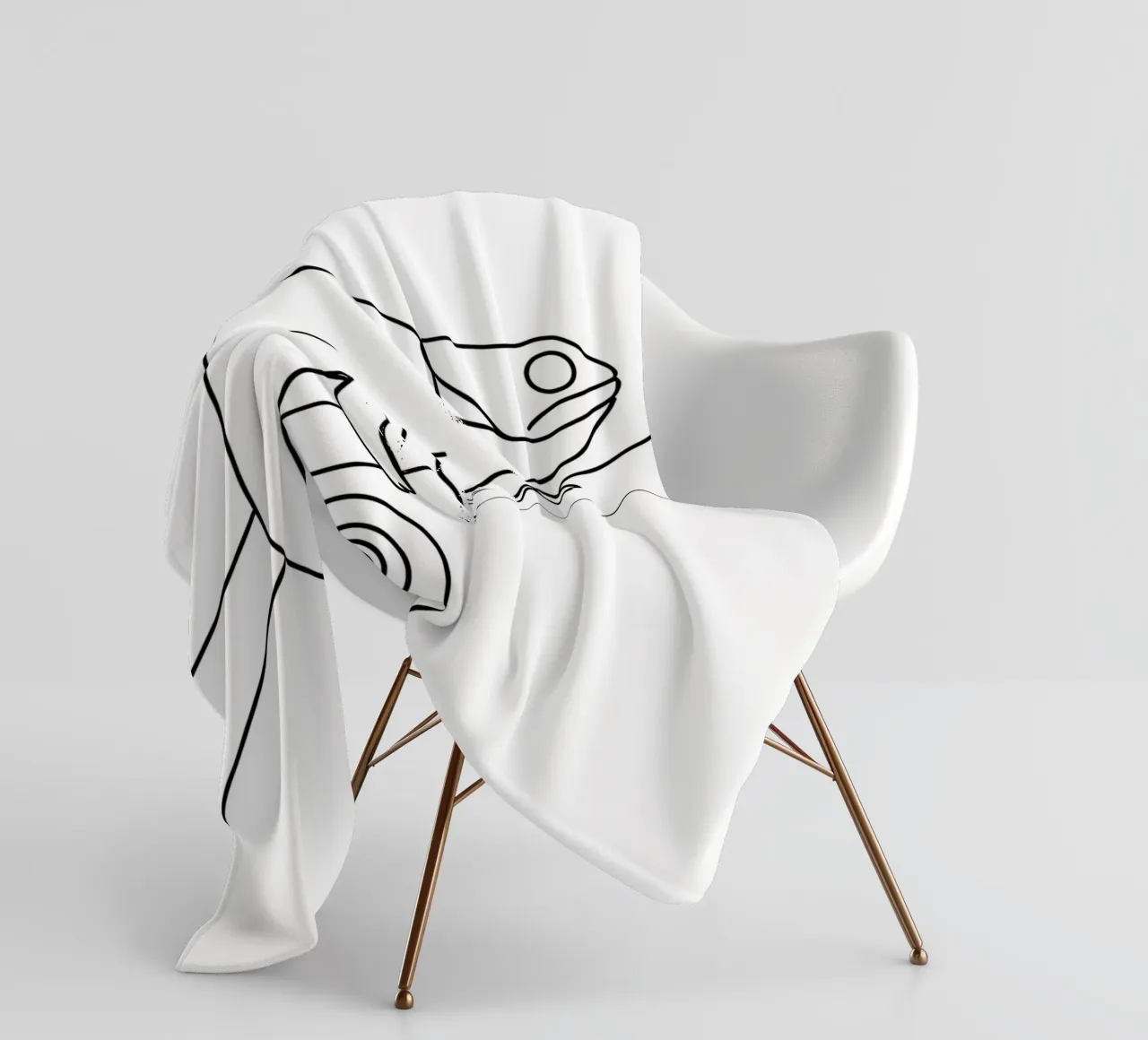 Chameleon Minimalist Line Art fleece blanket by Viv Line Art