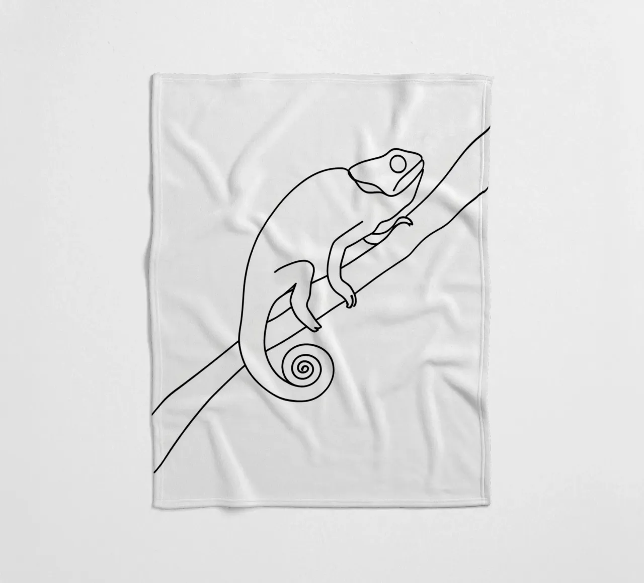 Chameleon Minimalist Line Art fleece blanket by Viv Line Art
