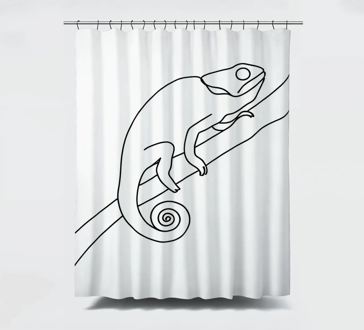 Chamäleon Minimalistische Linienkunst Duschvorhang von Viv Line Art