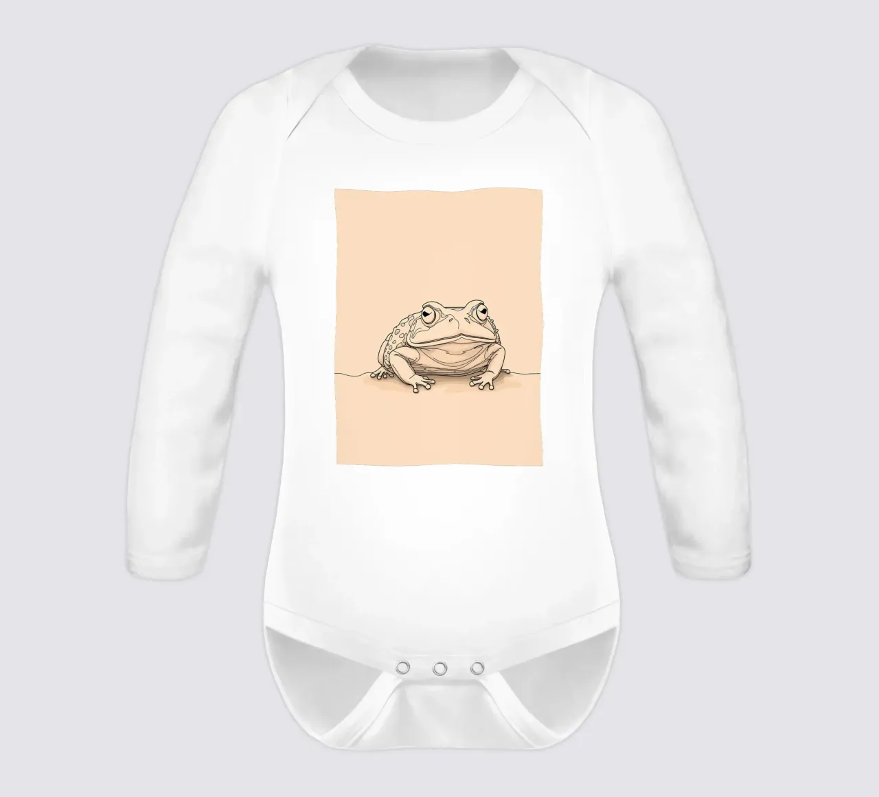 Big Frog Minimalist Line Art long-sleeve baby romper by Viv Line Art