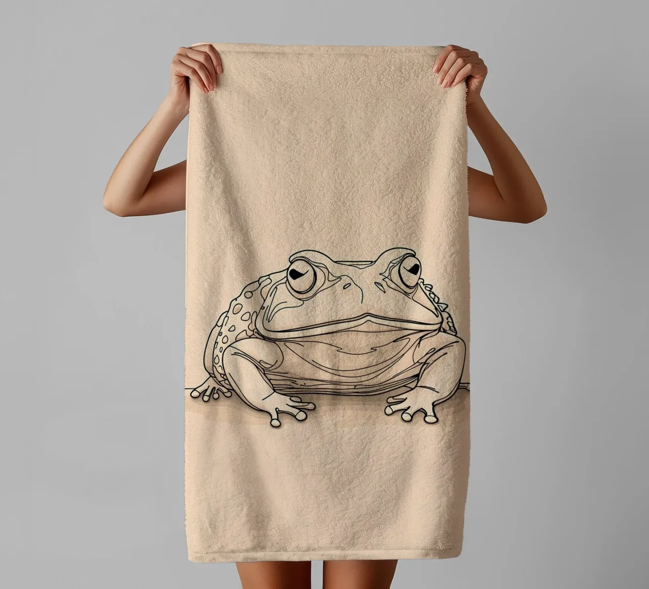 Big Frog Minimalist Line Art towel by Viv Line Art