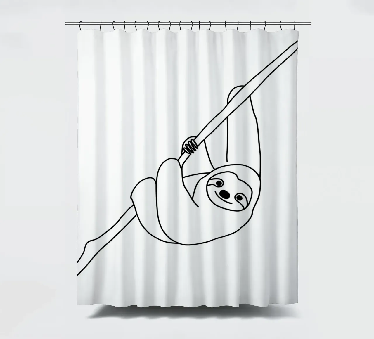 Sloth Minimalist Line Art shower curtain by Viv Line Art