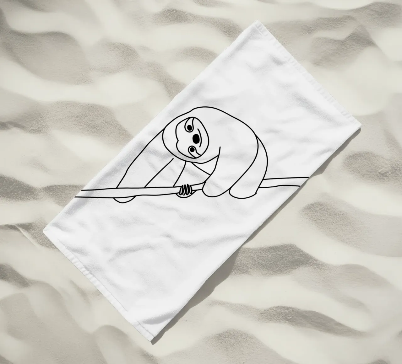 Luiaard Minimalistische Lijn Kunst strandhanddoek van Viv Line Art