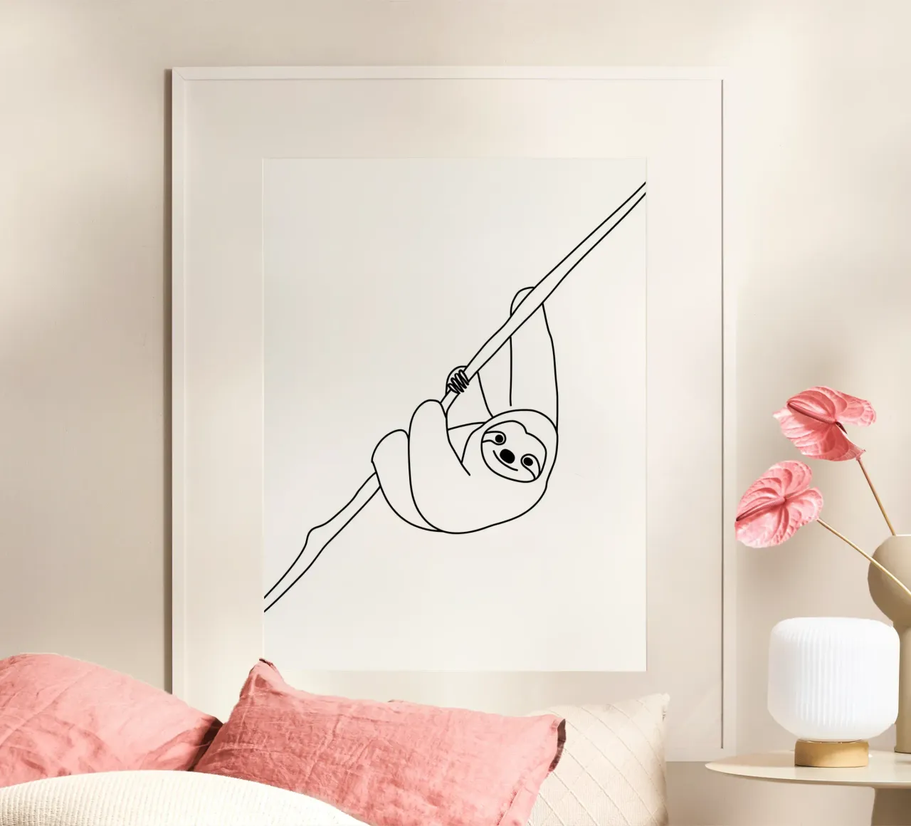 Faultier Minimalistische Linienkunst Poster von Viv Line Art