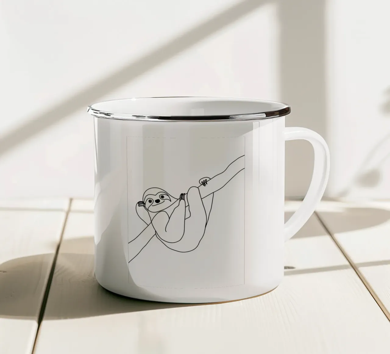 Line art minimalista del bradipo 2 tazza in smalto da Viv Line Art