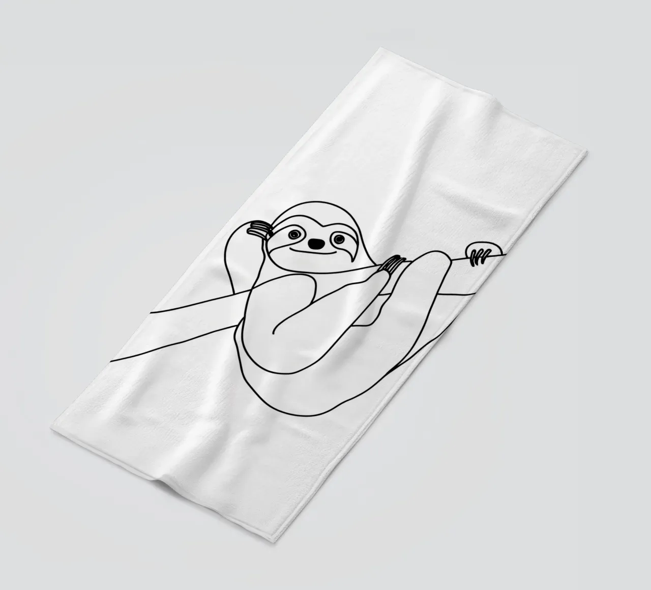 Line art minimalista del bradipo 2 telo mare da Viv Line Art