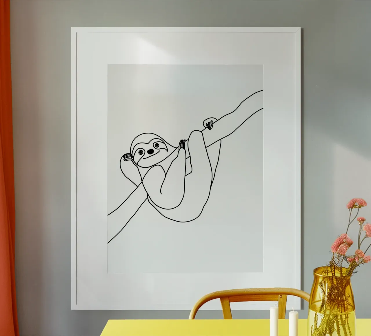 Faultier Minimalist Line Art 2 Hahnemühle von Viv Line Art