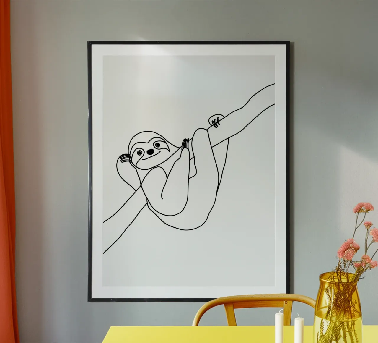Faultier Minimalist Line Art 2 Hahnemühle von Viv Line Art