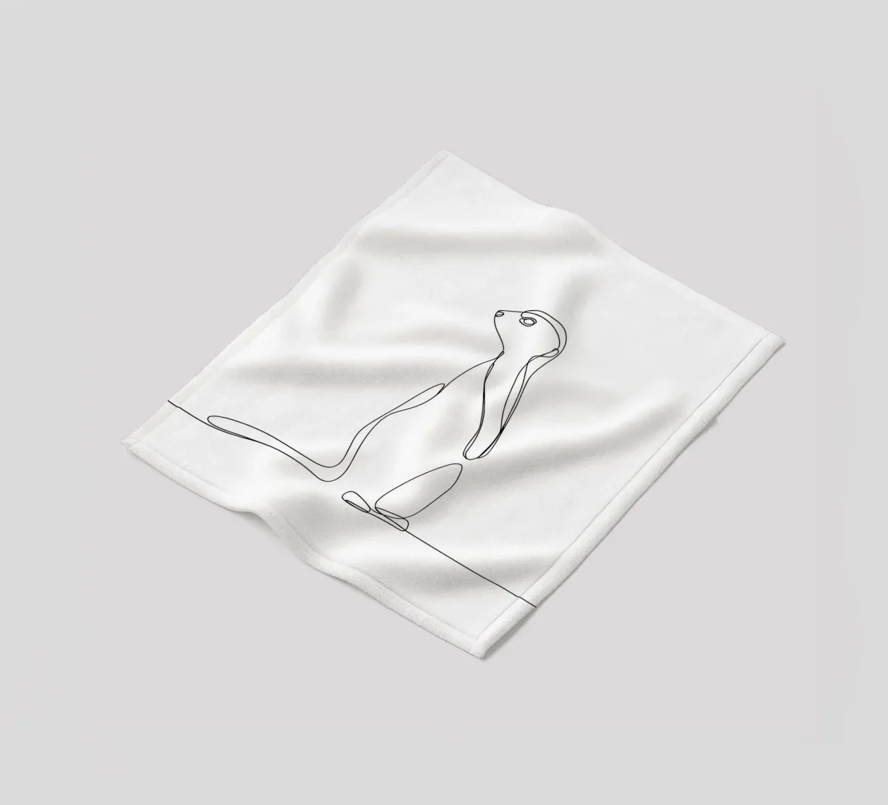 Meerkat Looking Back Minimalist Line Art fleece blanket by Viv Line Art