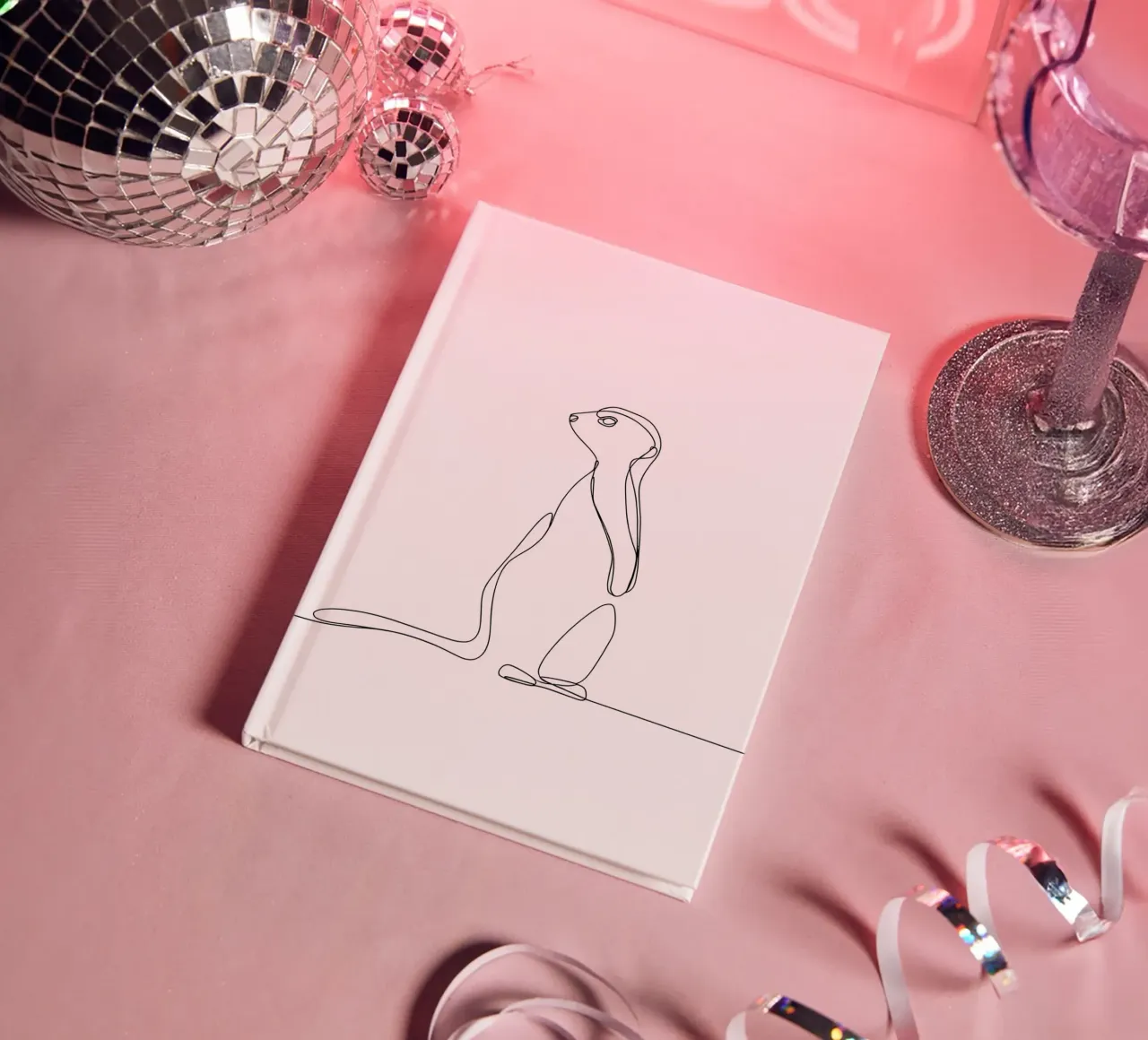 Meerkat Looking Back Minimalist Line Art notebook by Viv Line Art