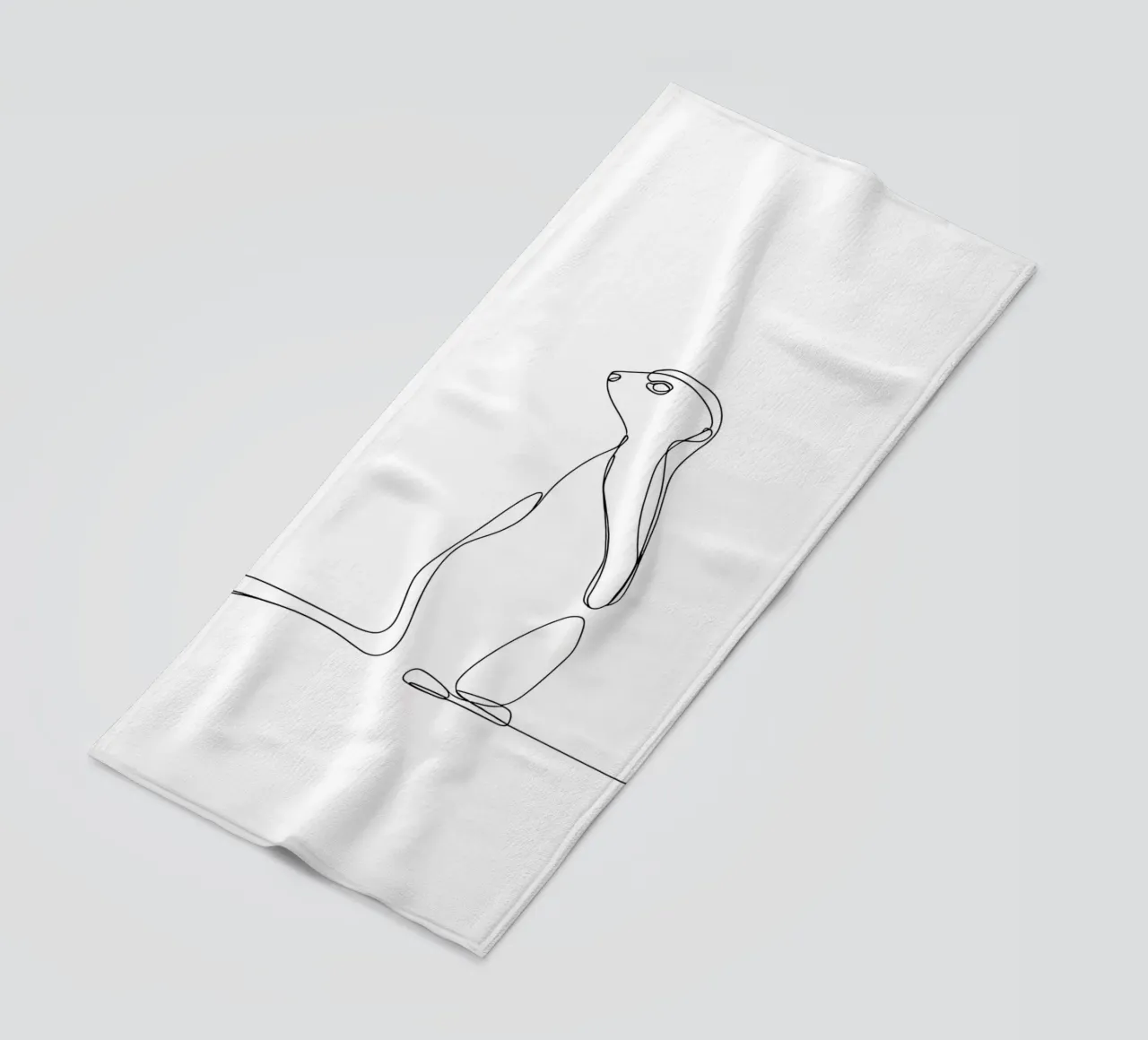 Meerkat Looking Back Minimalist Line Art beach towel by Viv Line Art