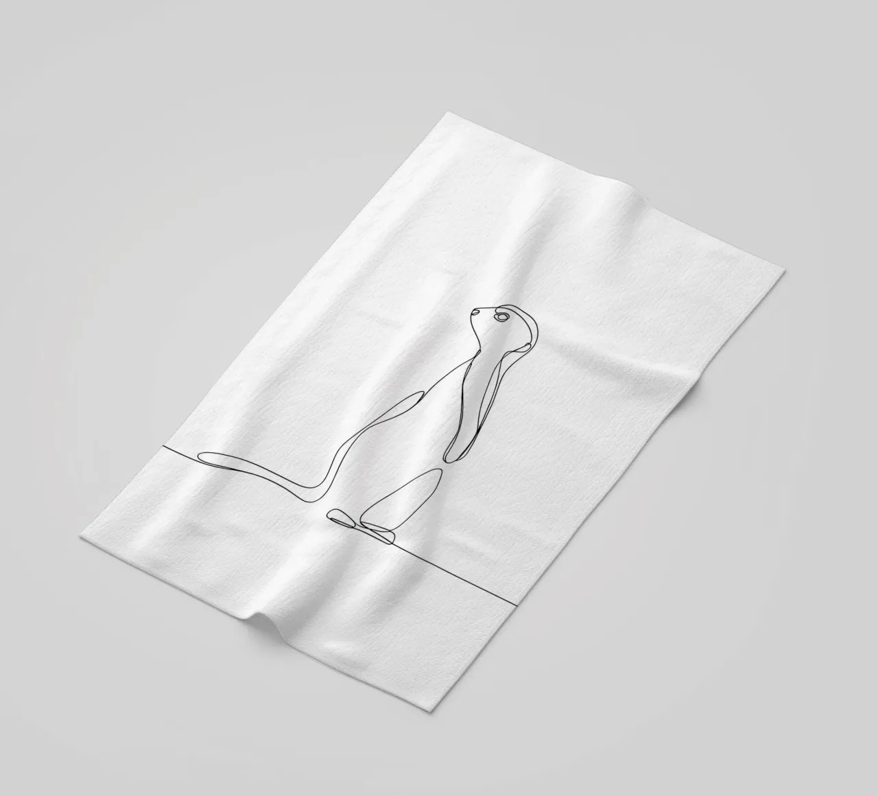 Meerkat Looking Back Minimalist Line Art beach towel by Viv Line Art