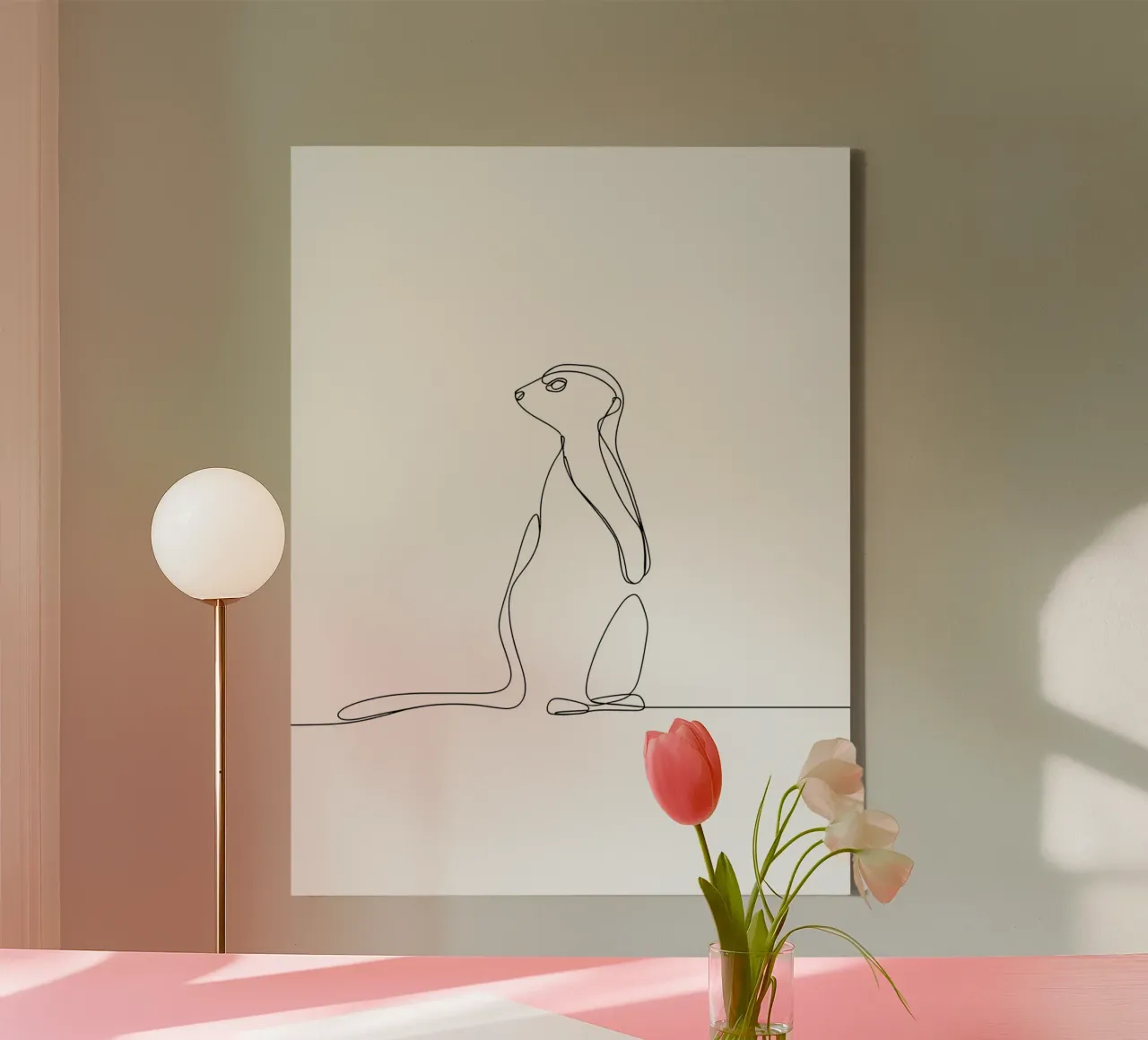Meerkat Looking Back Minimalist Line Art canvas by Viv Line Art