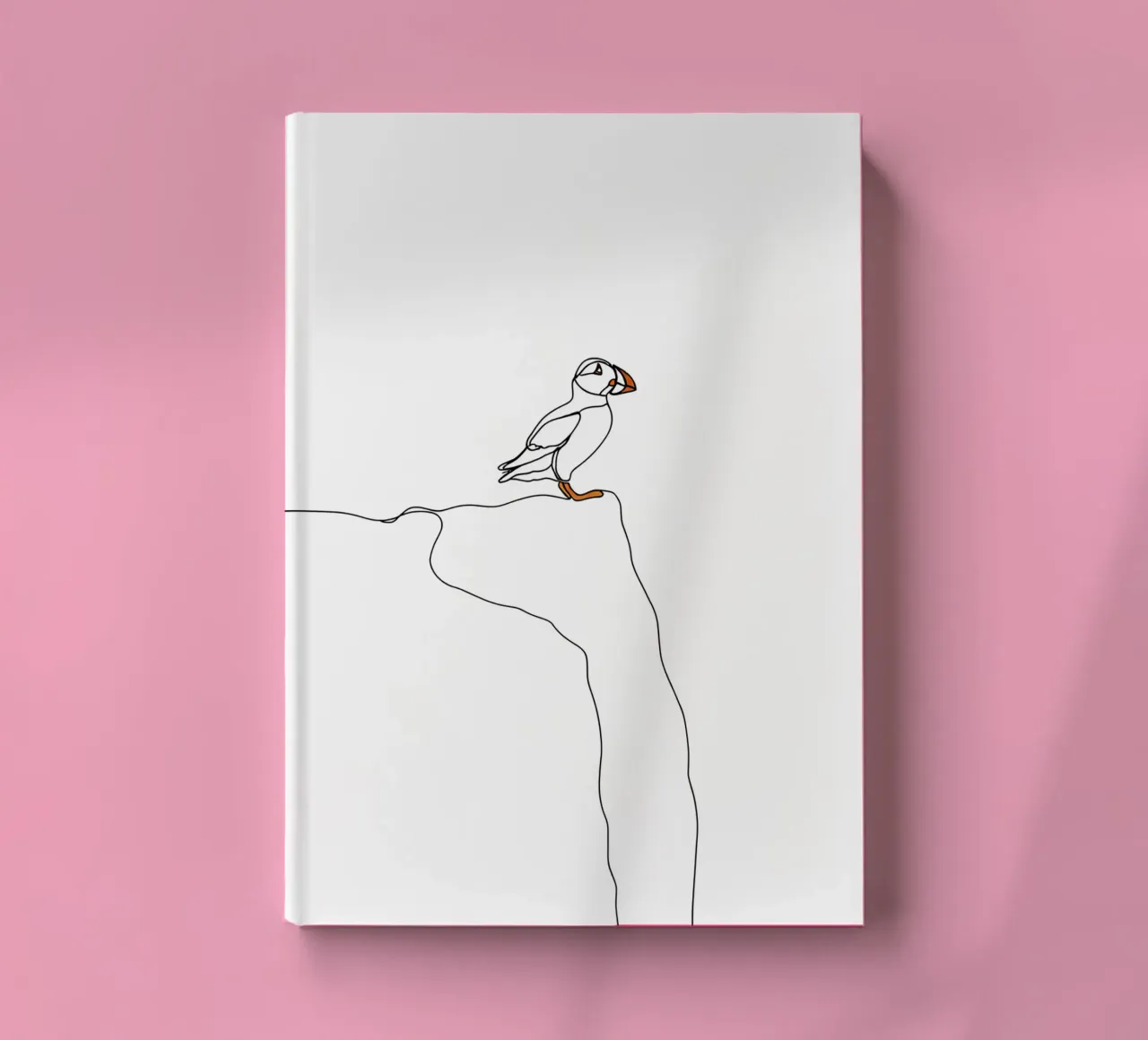 Puffin on the Cliff Minimalist Line Art notebook by Viv Line Art