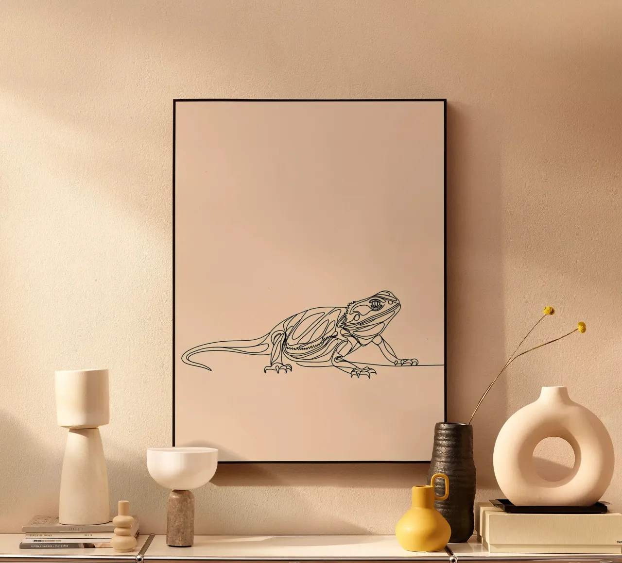 Lizard Minimalist Line Art alu-dibond by Viv Line Art