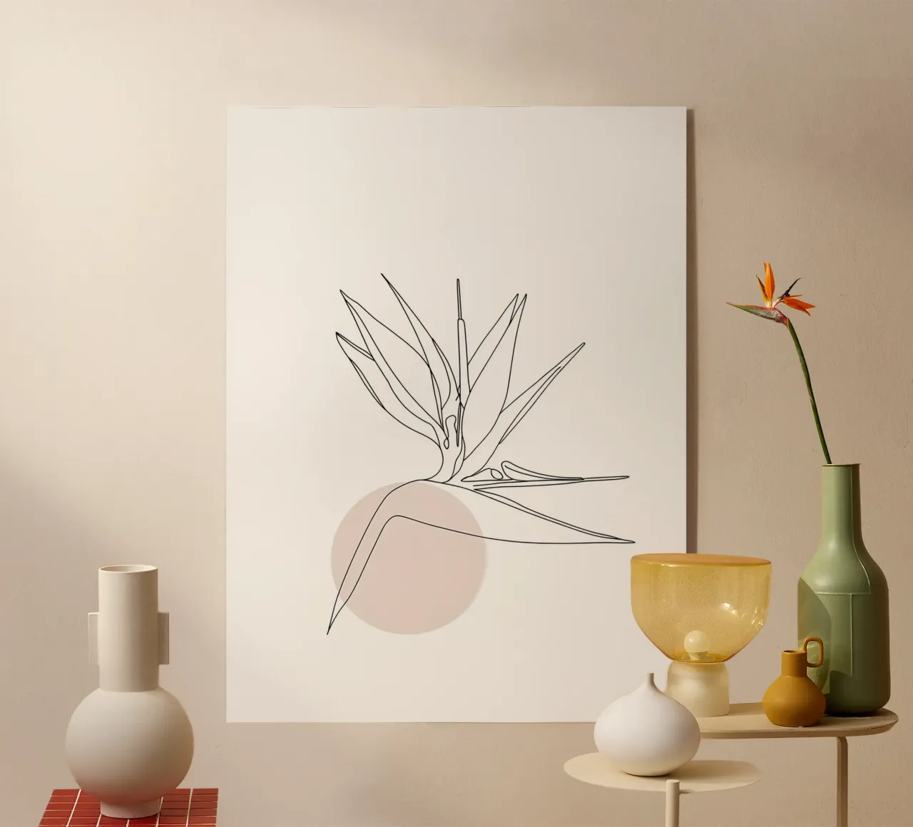 Uccello del Paradiso Line Art minimalista plexiglass da Viv Line Art