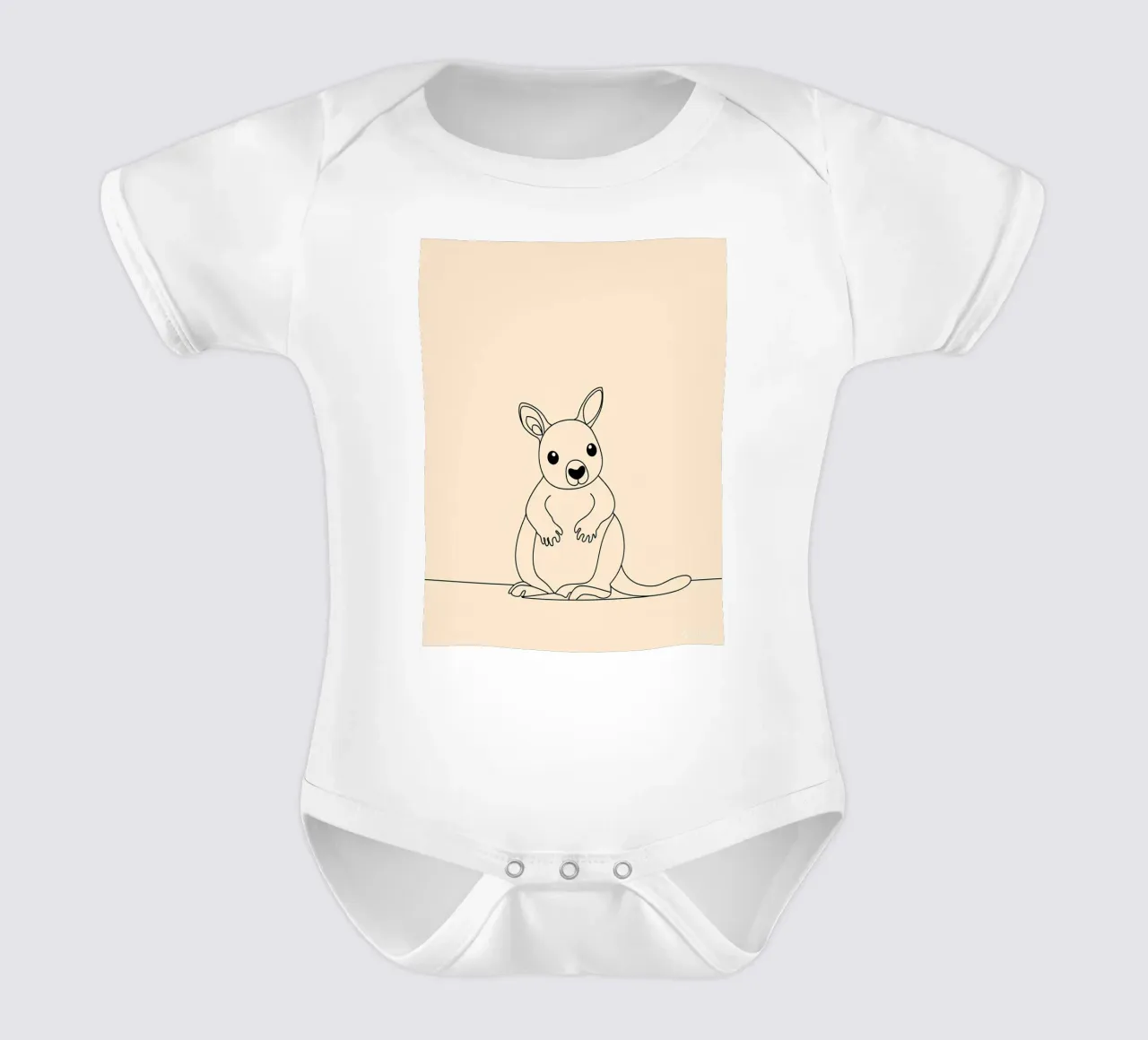 Kangourou mignon Dessin au trait minimaliste body bébé de Viv Line Art