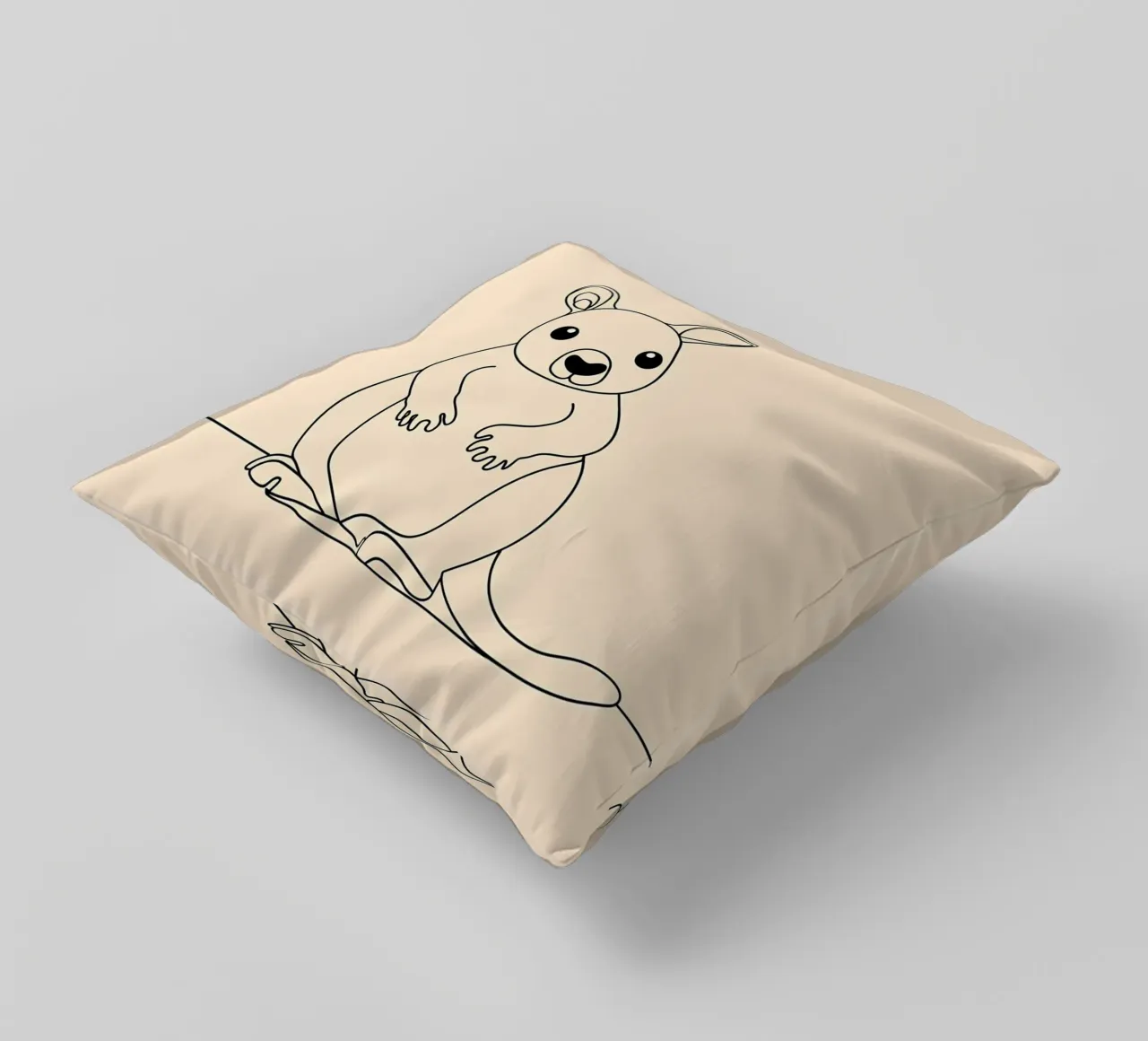 Cute Kangaroo Minimalist Line Art decorative cushion by Viv Line Art