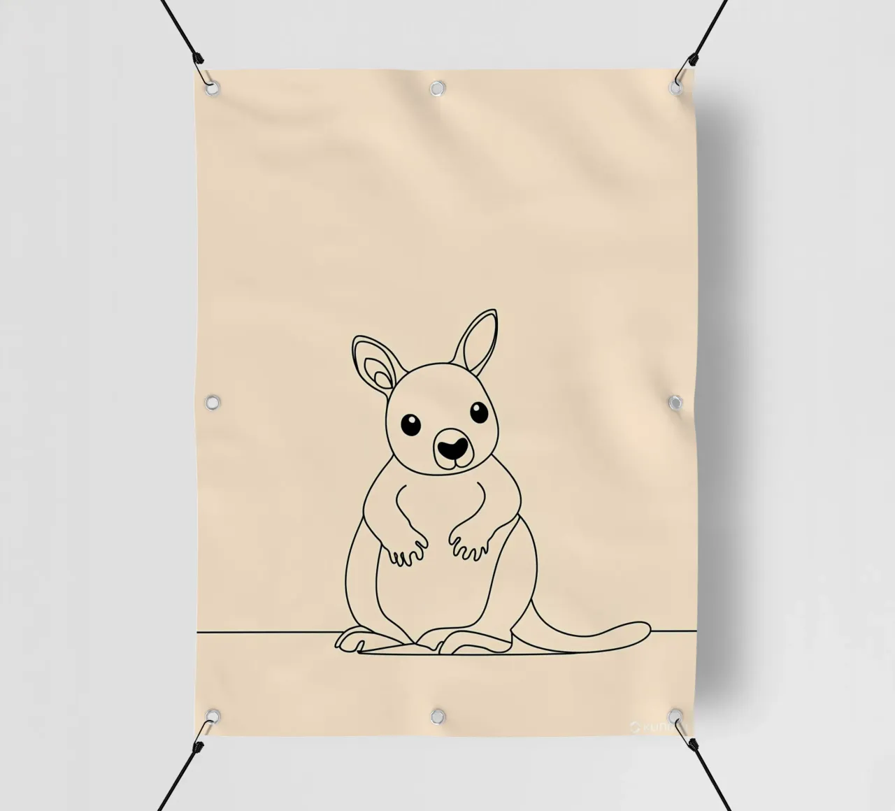 Kangourou mignon Dessin au trait minimaliste bâche pvc de Viv Line Art