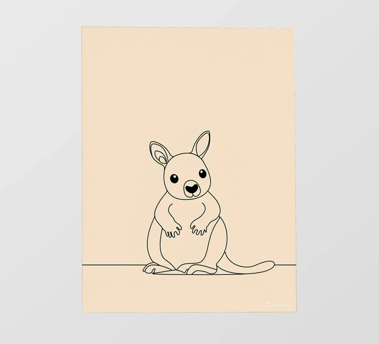 Kangourou mignon Dessin au trait minimaliste bâche pvc de Viv Line Art
