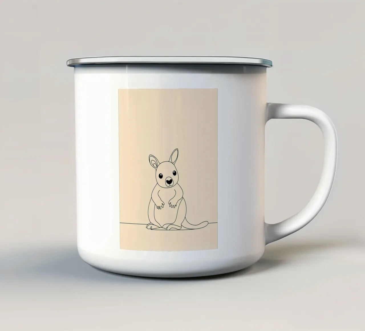 Canguro carino Line Art minimalista tazza in smalto da Viv Line Art