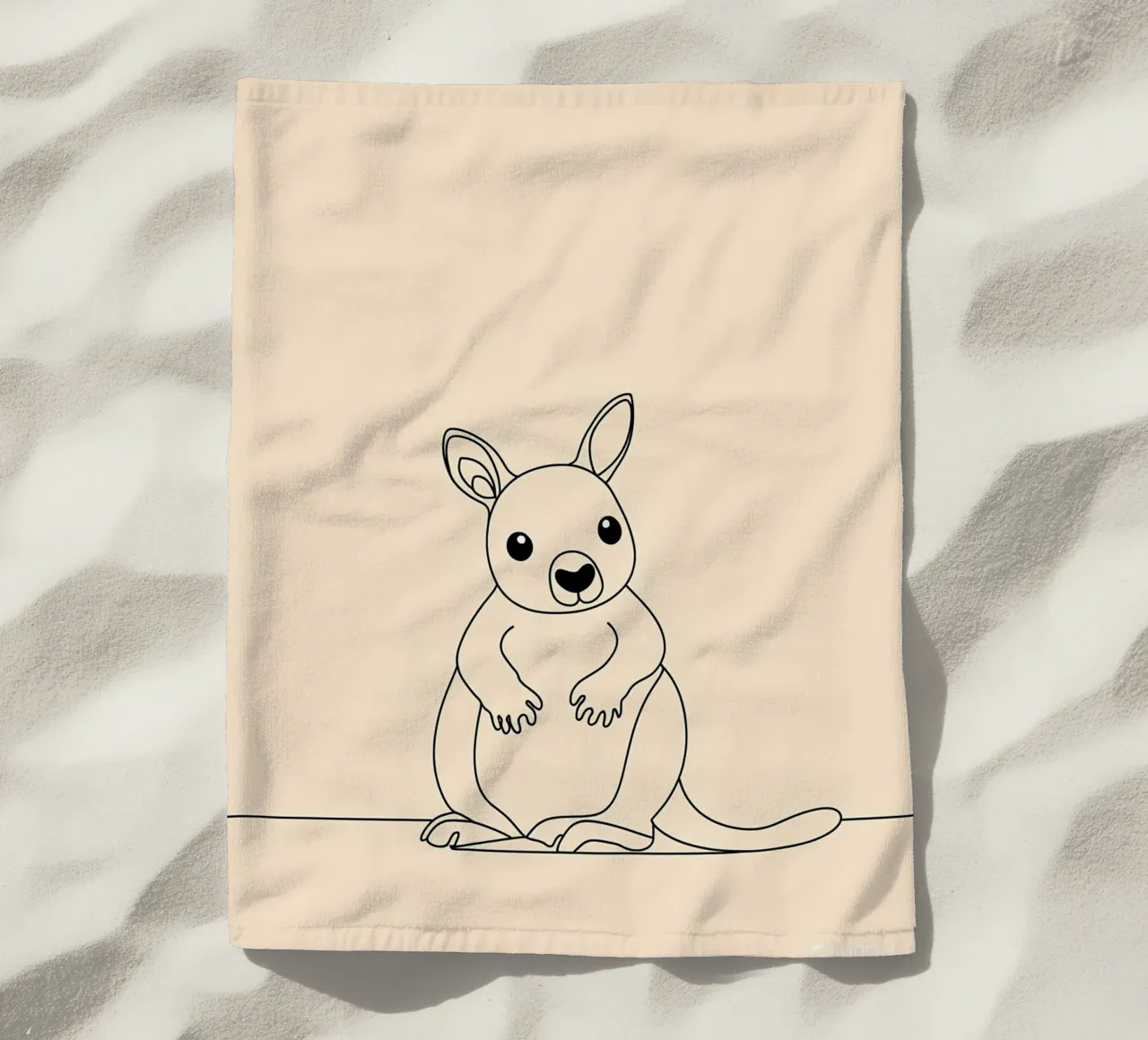 Kangourou mignon Dessin au trait minimaliste serviette de plage de Viv Line Art