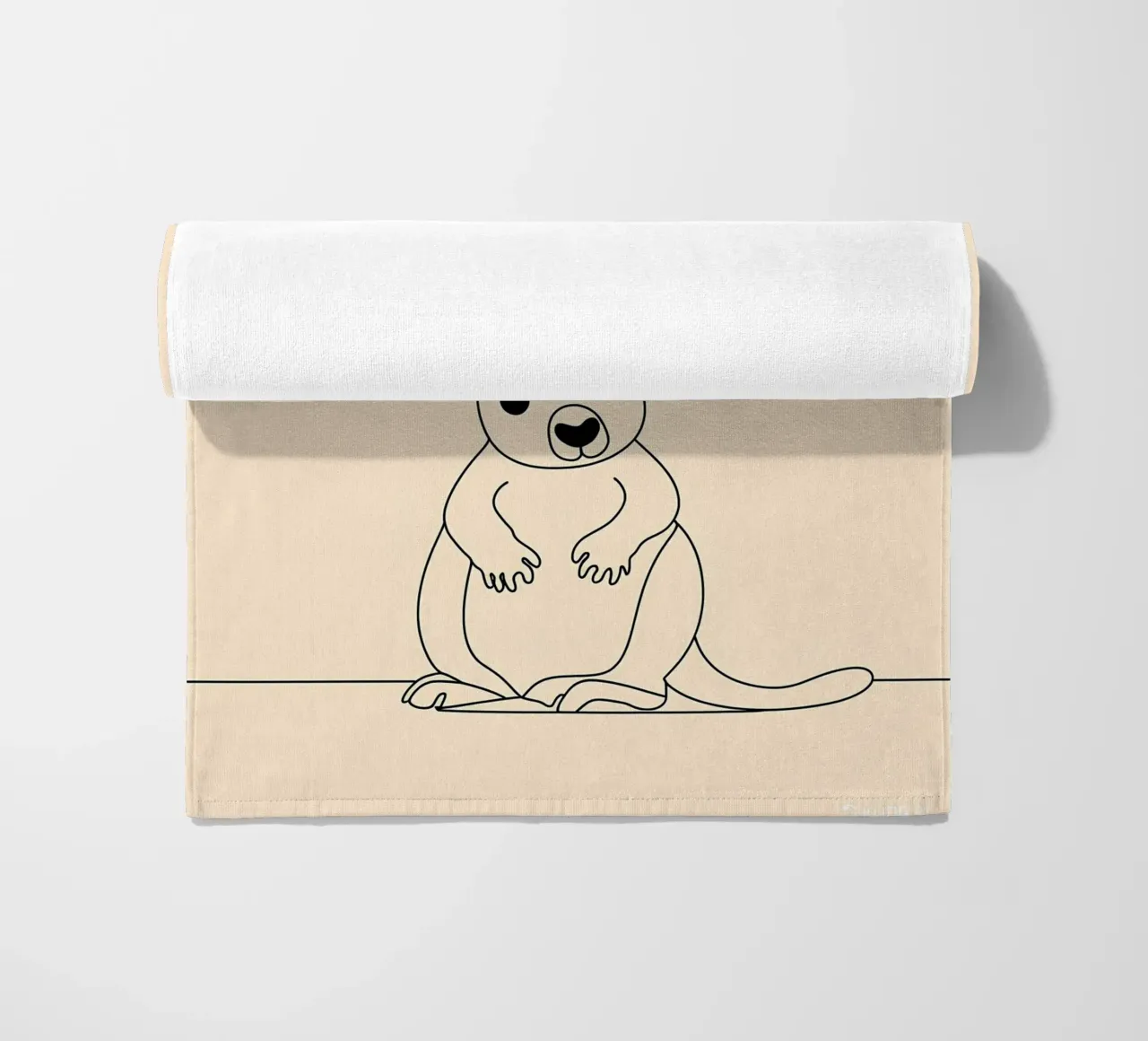 Kangourou mignon Dessin au trait minimaliste serviette de plage de Viv Line Art