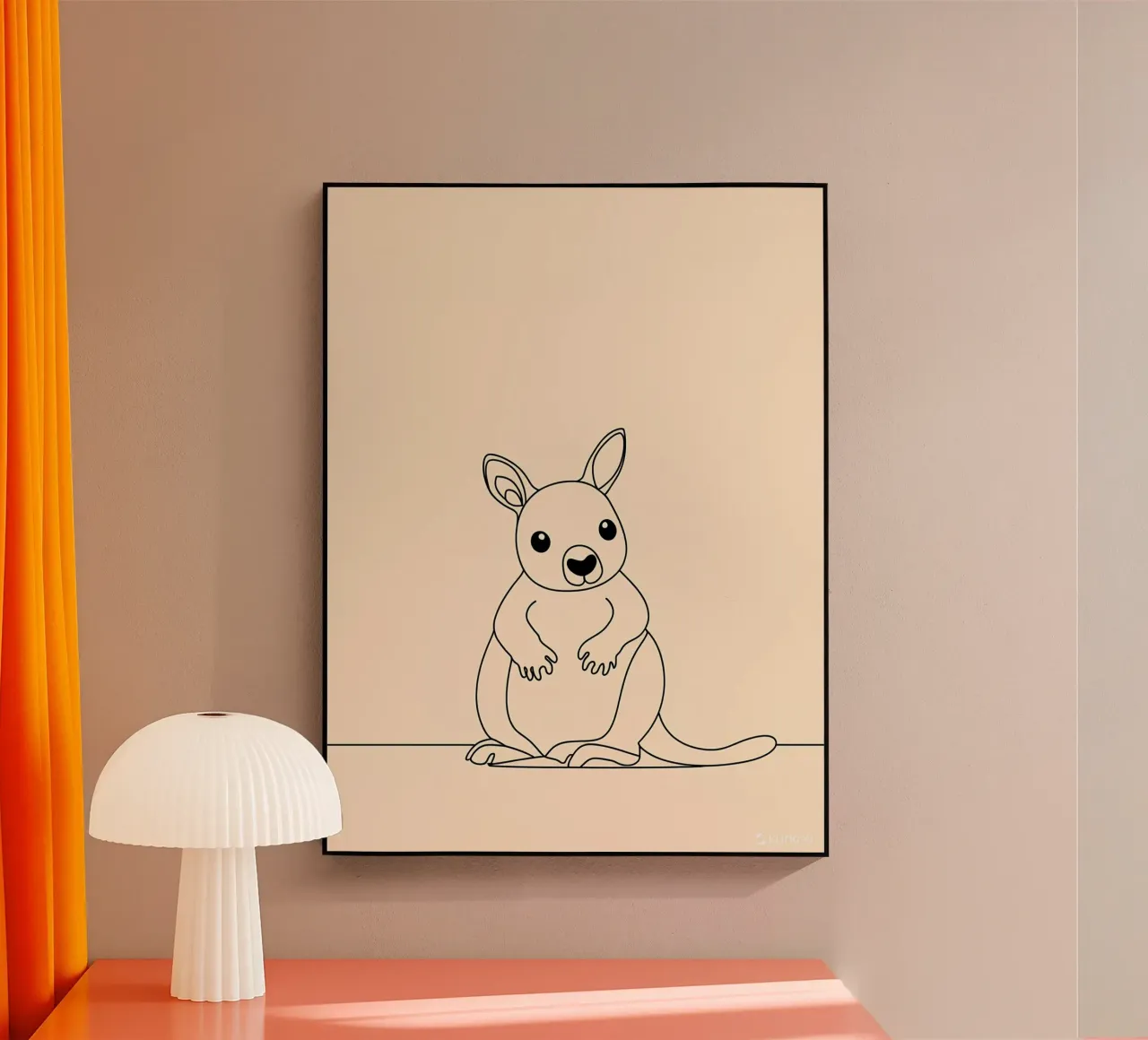 Niedliches Känguru Minimalistische Linienkunst Acryl-Glas von Viv Line Art