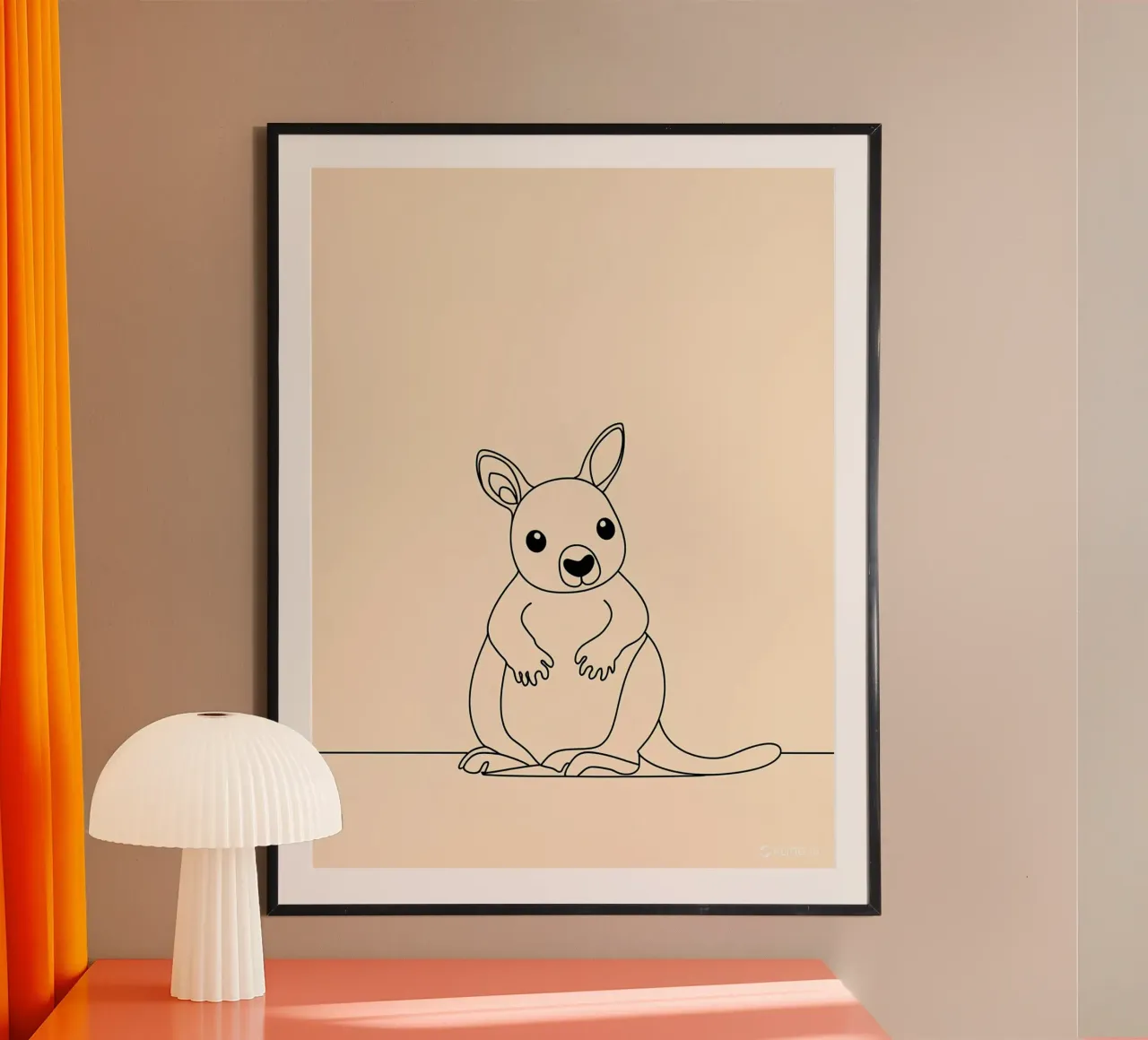 Kangourou mignon Dessin au trait minimaliste hahnemühle de Viv Line Art