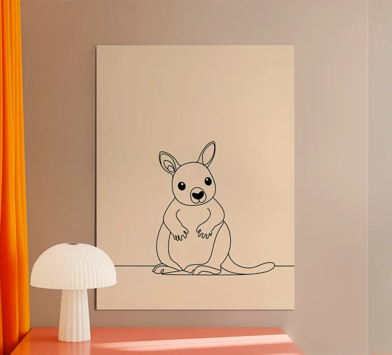 Kangourou mignon Dessin au trait minimaliste hahnemühle de Viv Line Art