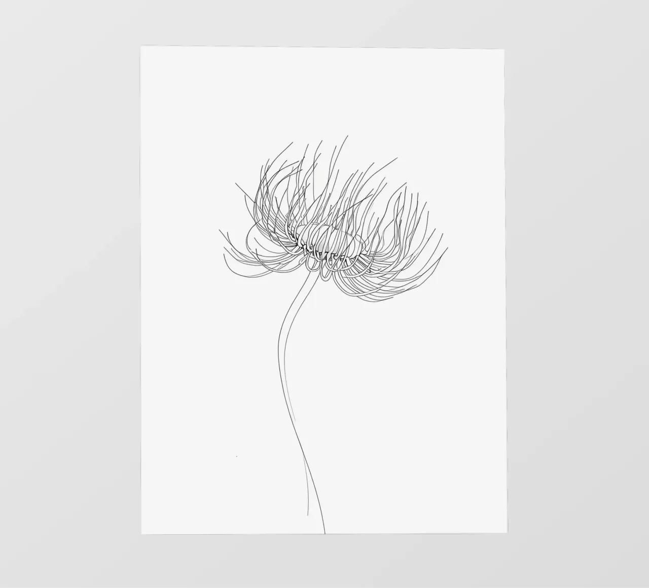 Line art minimalista di un fiore solitario telo in pvc da Viv Line Art