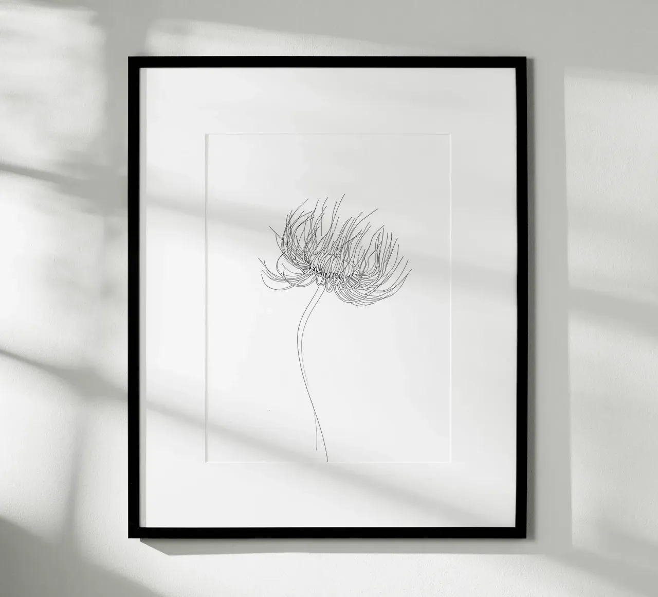 Line art minimalista di un fiore solitario carta hahnemühle da Viv Line Art