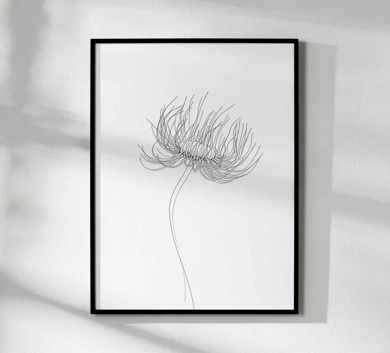 Line art minimalista di un fiore solitario carta hahnemühle da Viv Line Art