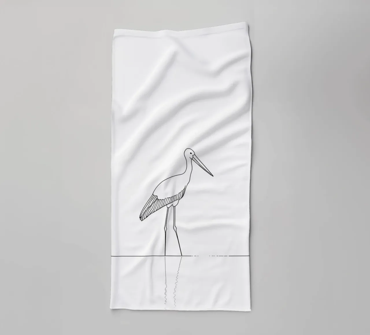 Cicogna Line Art minimalista asciugamano da bagno da Viv Line Art