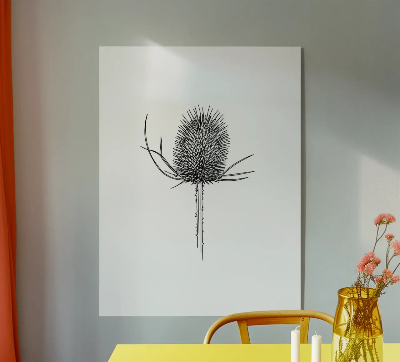 Line art minimalista di Teasel plexiglass da Viv Line Art