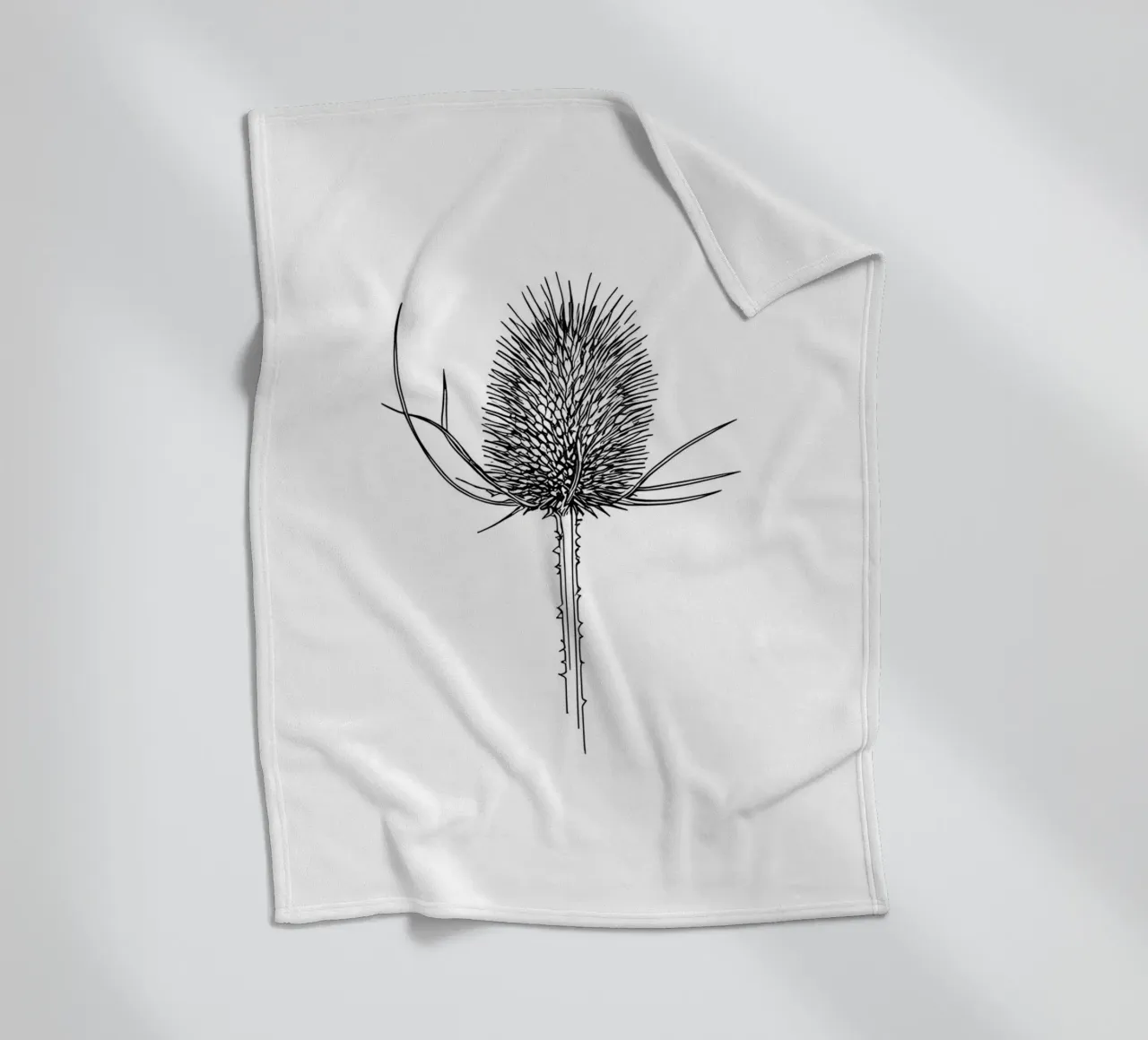 Line art minimalista di Teasel coperta in pile da Viv Line Art