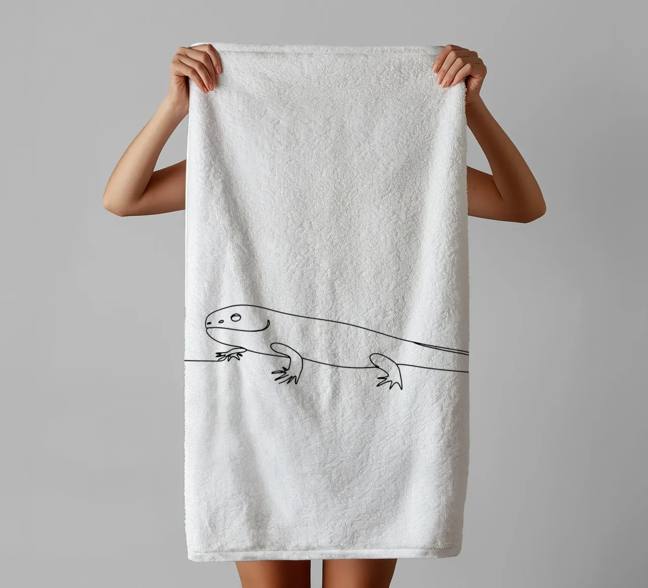 Geco Line Art minimalista asciugamano da bagno da Viv Line Art