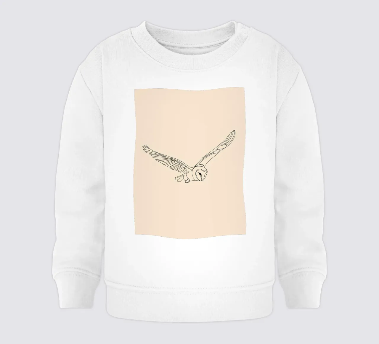 Gufo che vola Line Art minimalista felpa neonato da Viv Line Art