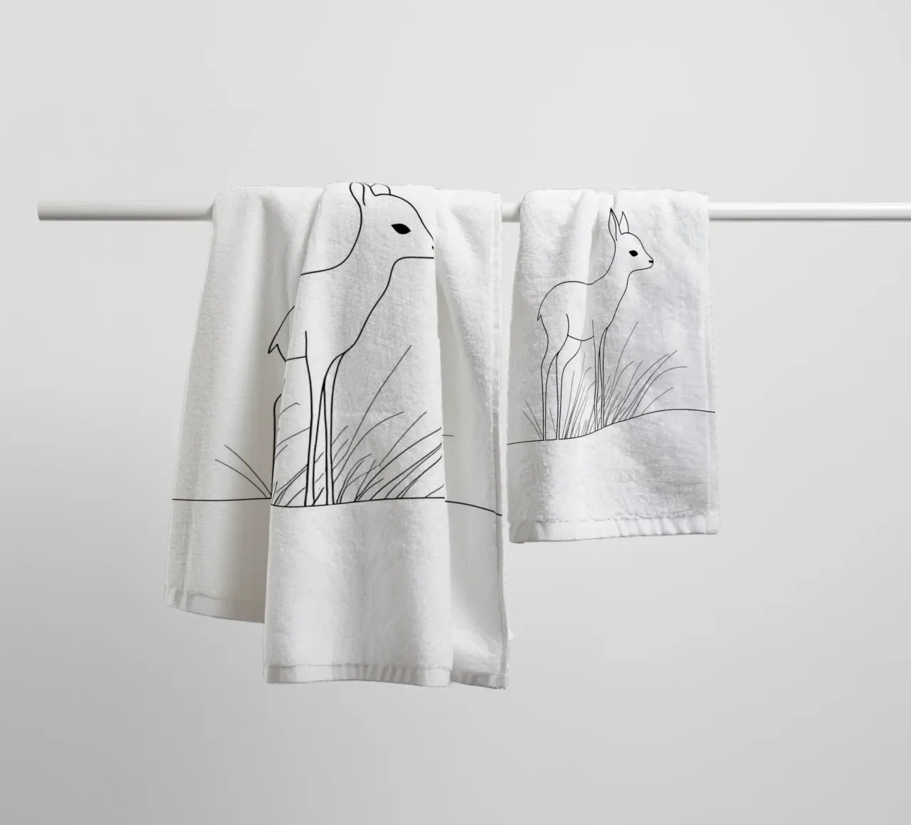 Fawn Minimalist Line Art toalla de baño de Viv Line Art