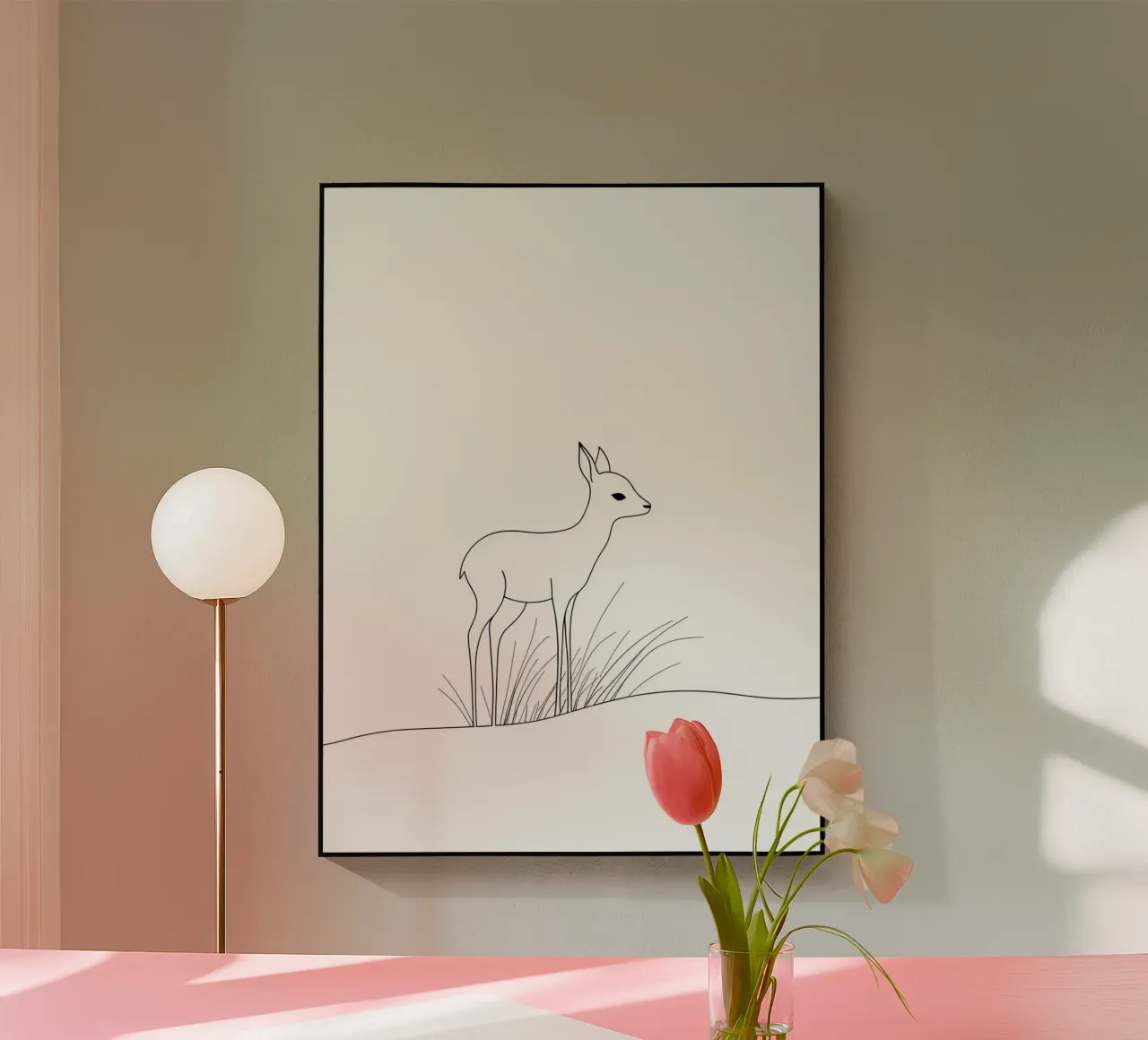 Fawn Minimalist Line Art metacrilato de Viv Line Art