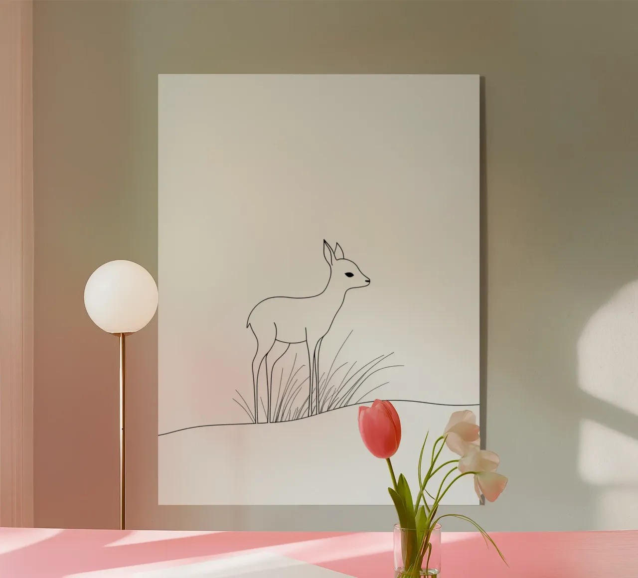 Fawn Minimalist Line Art metacrilato de Viv Line Art