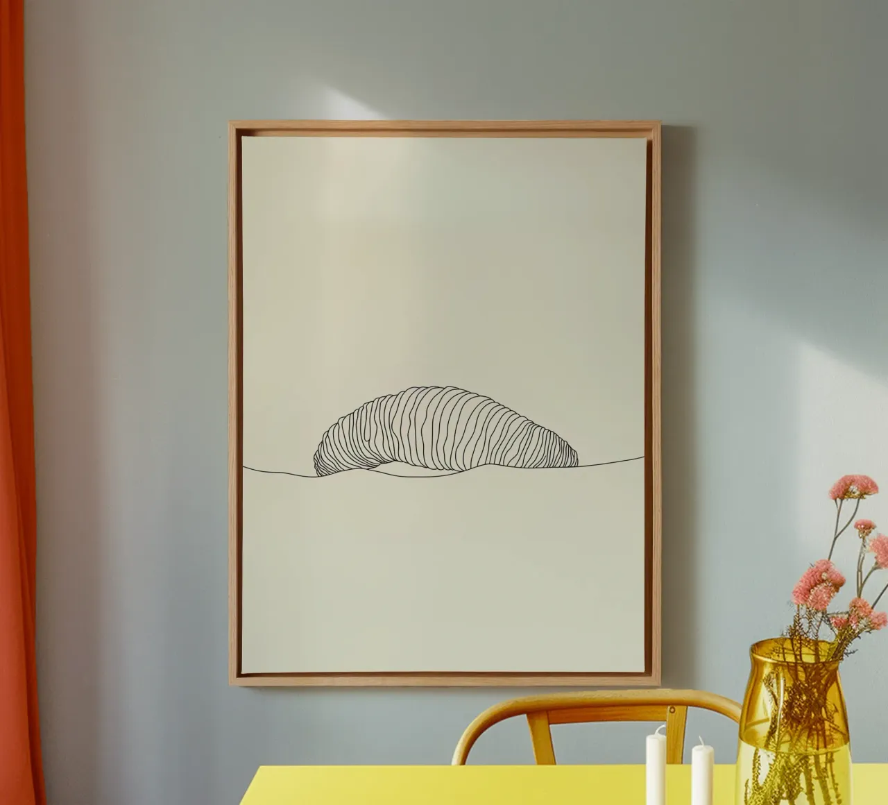 Sea Creature 2 Minimalist Line Art canvas with Floater frame by Viv Line Art