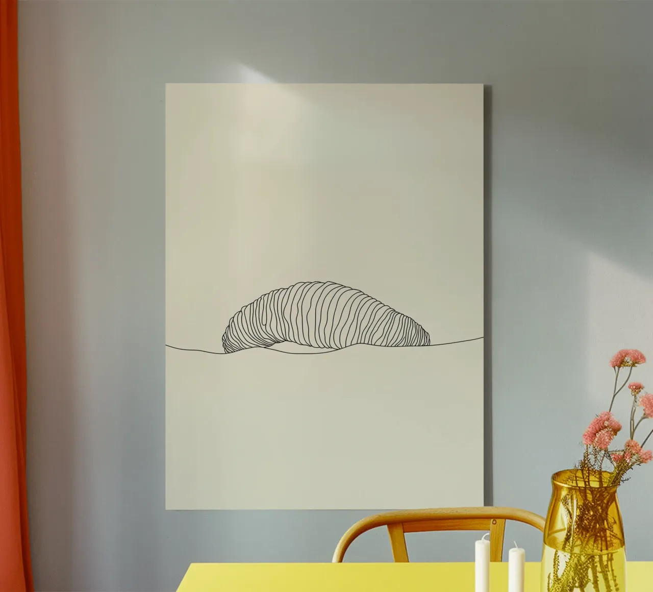 Sea Creature 2 Minimalist Line Art canvas with Floater frame by Viv Line Art
