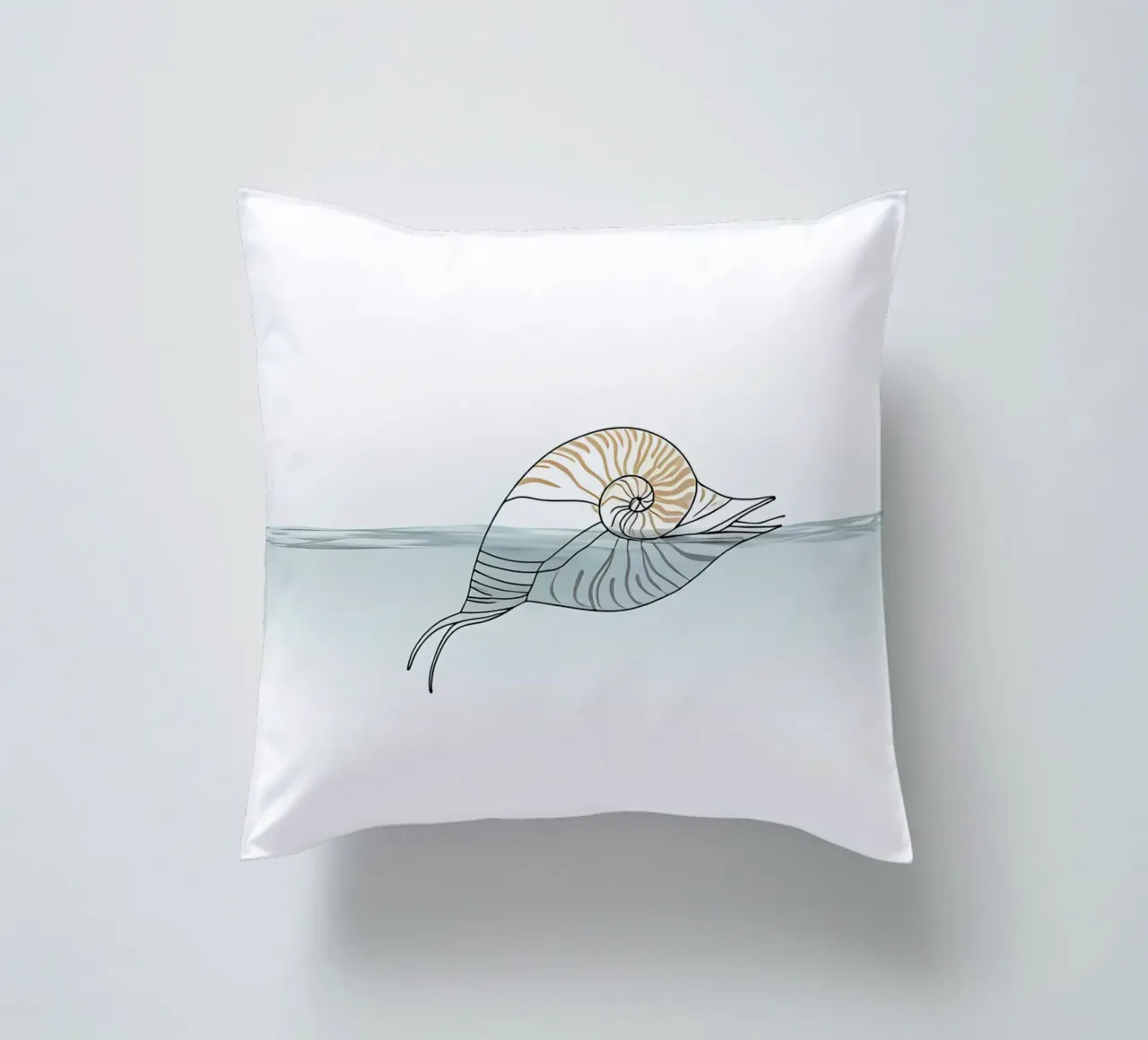 Seashell Minimalist Line Art decorative cushion by Viv Line Art